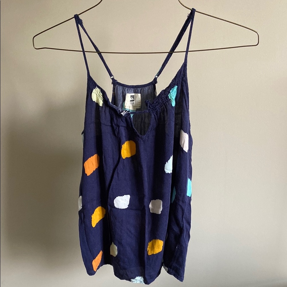 QSW by Quiksilver Blue and White Camisole with Spaghetti Straps
